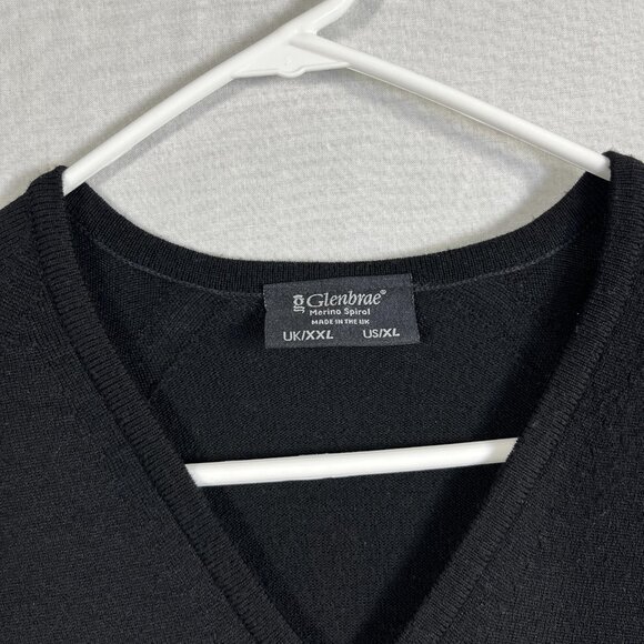 Glenbrae Sweater Mens XL Black Merino Wool Royal Lytham Golf Pullover UK Made - Picture 3 of 8